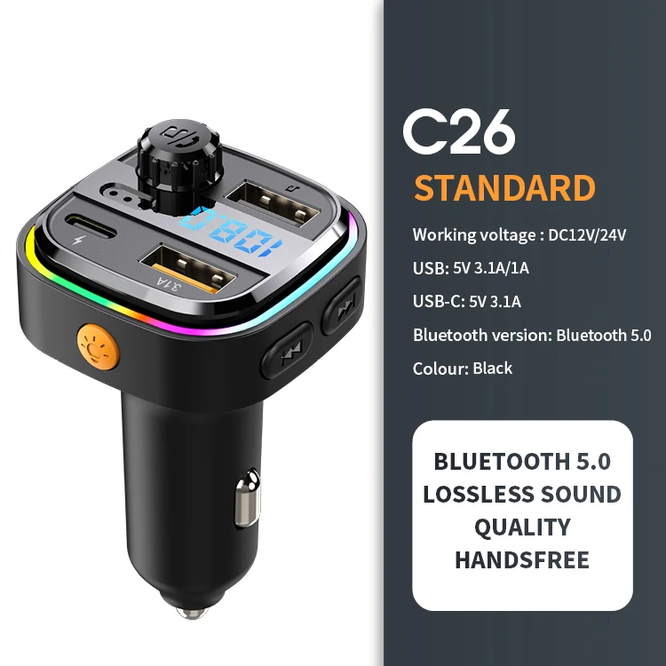 Bluetooth 5.0 FM-Transmitter Freisprecheinrichtung Autoradio Modulator MP3-Player mit 22,5 W USB Super Quick