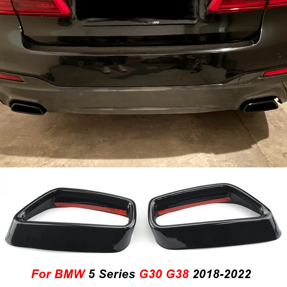 BMW 5er G30 G31 2018-2021 Edelstahl Schwarz Auto Auspuffrohr Abdeckung Aufkleber Außen Modifikation Auto