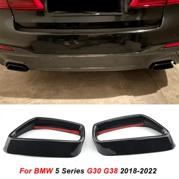 BMW 5er G30 G31 2018-2021 Edelstahl Schwarz Auto Auspuffrohr Abdeckung Aufkleber Außen Modifikation Auto