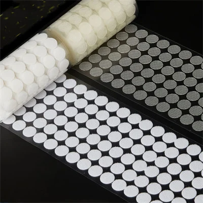 99 Paar 10/15/20 mm transparente, klebrige Punkte, selbstklebendes Klettverschlussband, starker Kleber, runder