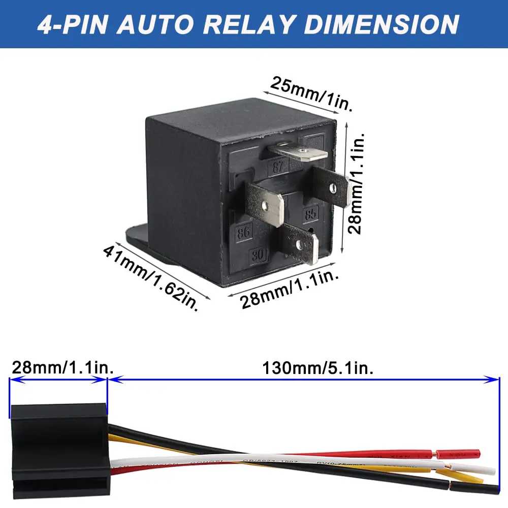 40 Ampere Kfz-Relais mit ineinandergreifender Sockel, robust, für LKW, Auto, Van, Motorrad, Boot, Relais