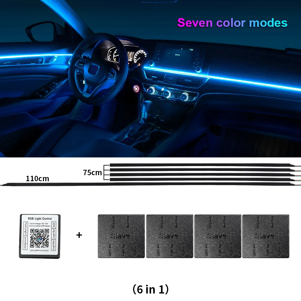14/18 in 1 LED Acryl Auto Umgebungslicht RGB 64 213 Farbe Symphonie Acryl APP Streamer Atmosphäre Lampe Kit