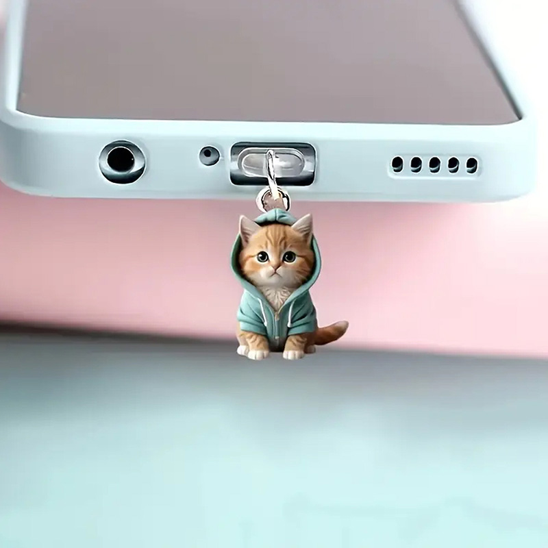 Mode Mini Cartoon Katze Hund Telefon Staub Stecker Anhänger Geeignet für IPhone Typ-C Schnittstelle Staub