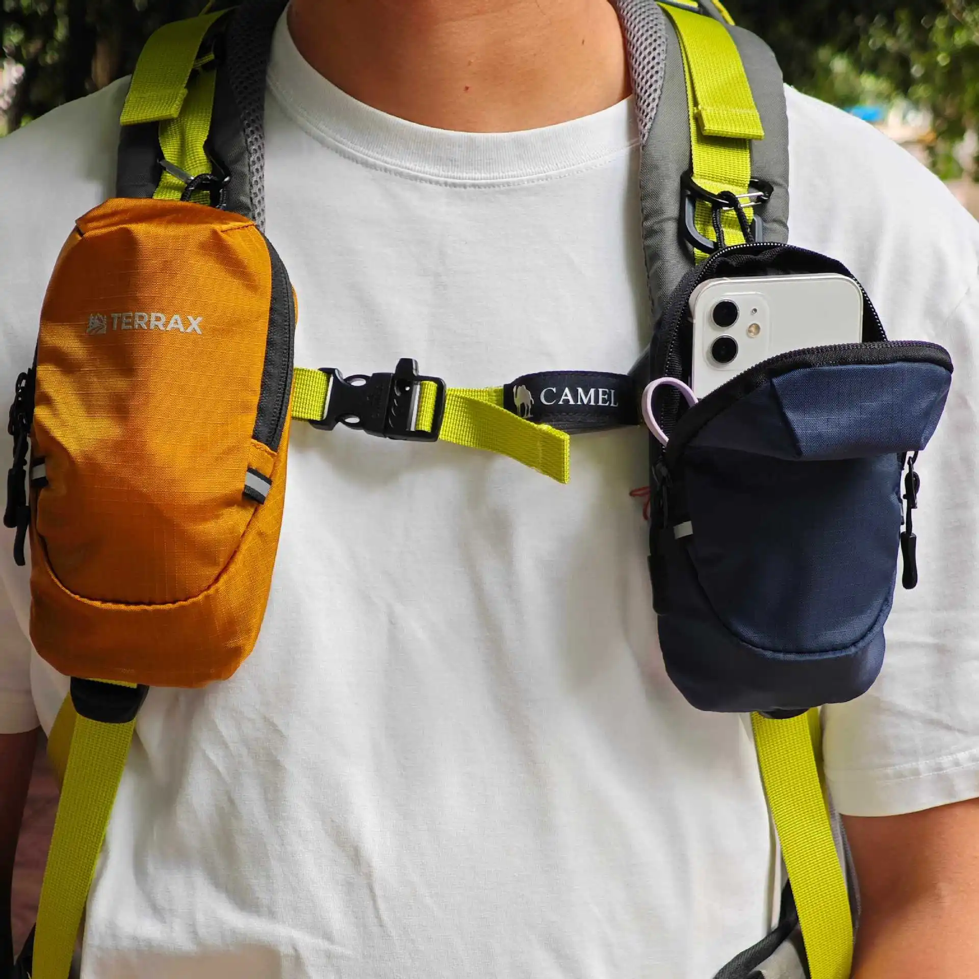 Outdoor-Armtasche, multifunktionale Wander-Aufbewahrungstasche, Wasserflaschen- und Handytasche