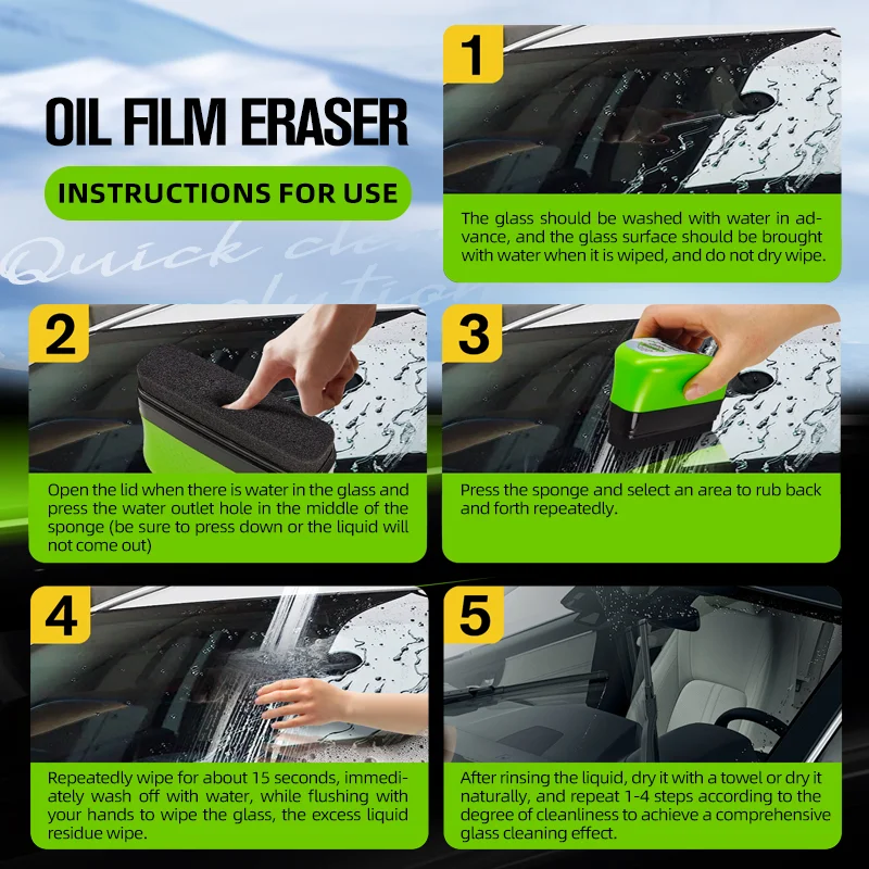 Kfz-Auto-Ölfilm-Reinigungsbürste, 150 ml Glasölfilm-Entferner – Bild 4