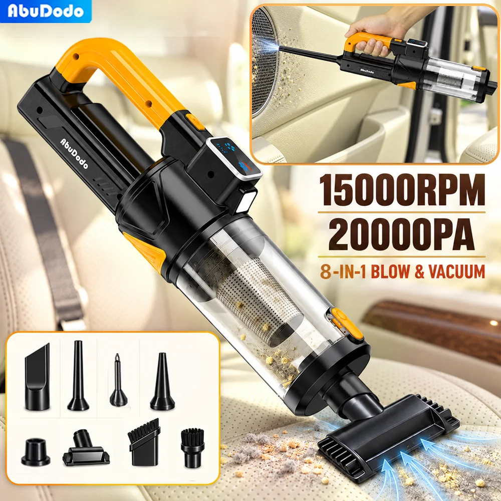 Kabelloser Auto-Staubsauger 20000Pa AbuDodo 8-in-1 Handstaubsauger für Autoinnenraum, Sitze, Kofferraum