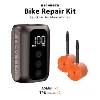 BSCOBBER Tragbarer Reifenfüller Wiederaufladbar Kabellos A5mini Fahrradluftpumpe 700c TPU Fahrradschlauch