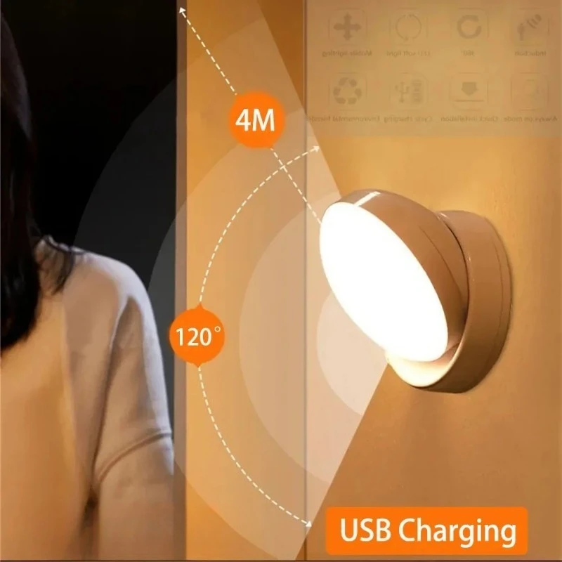 LED-Nachtlicht, USB-Aufladung, intelligente menschliche Induktion für Nachttisch, Zuhause, Kleiderschrank