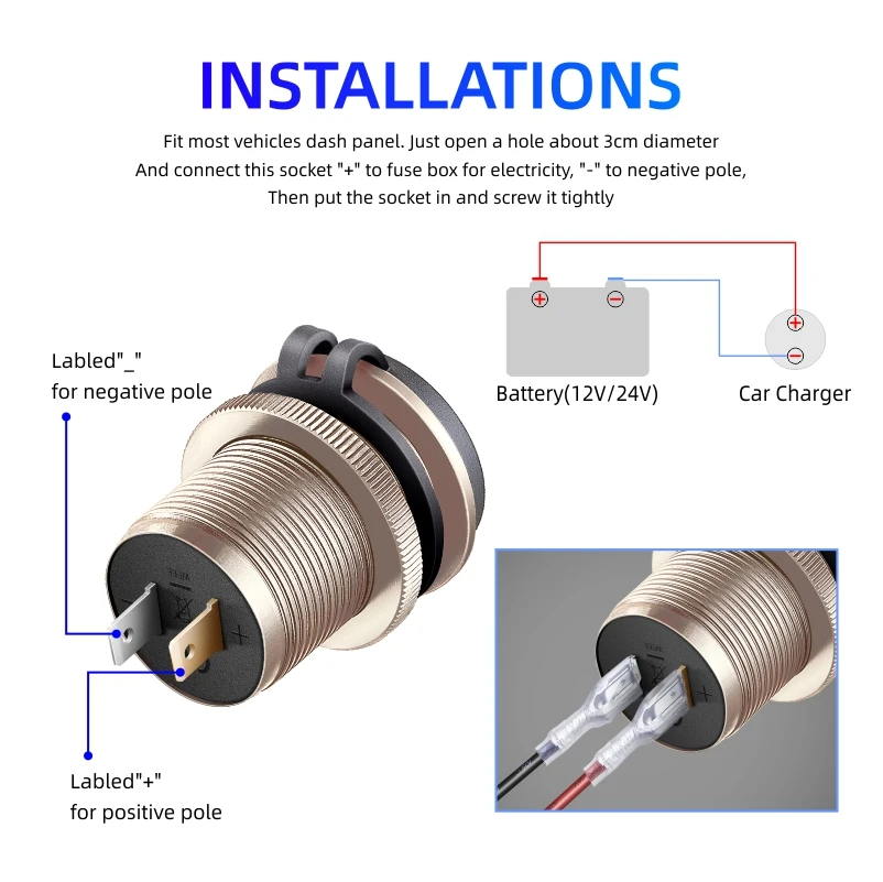 USB-Autoladegerät-Anschluss USB für Auto 12 V Steckdose Schnellladung – Bild 2