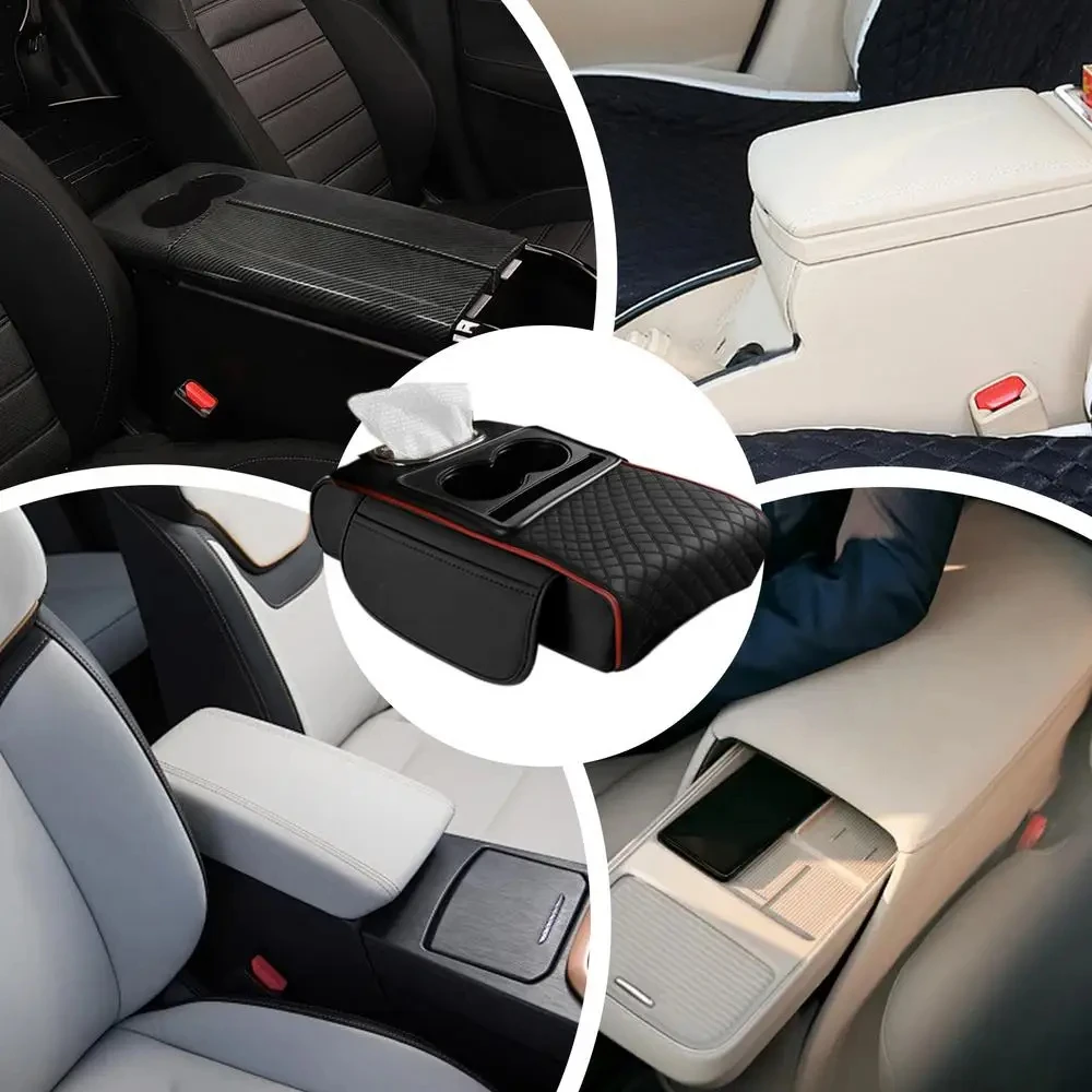 Auto-Mittelkonsolen-Armlehnenkissen mit 2-Getränkehalter – Bild 6