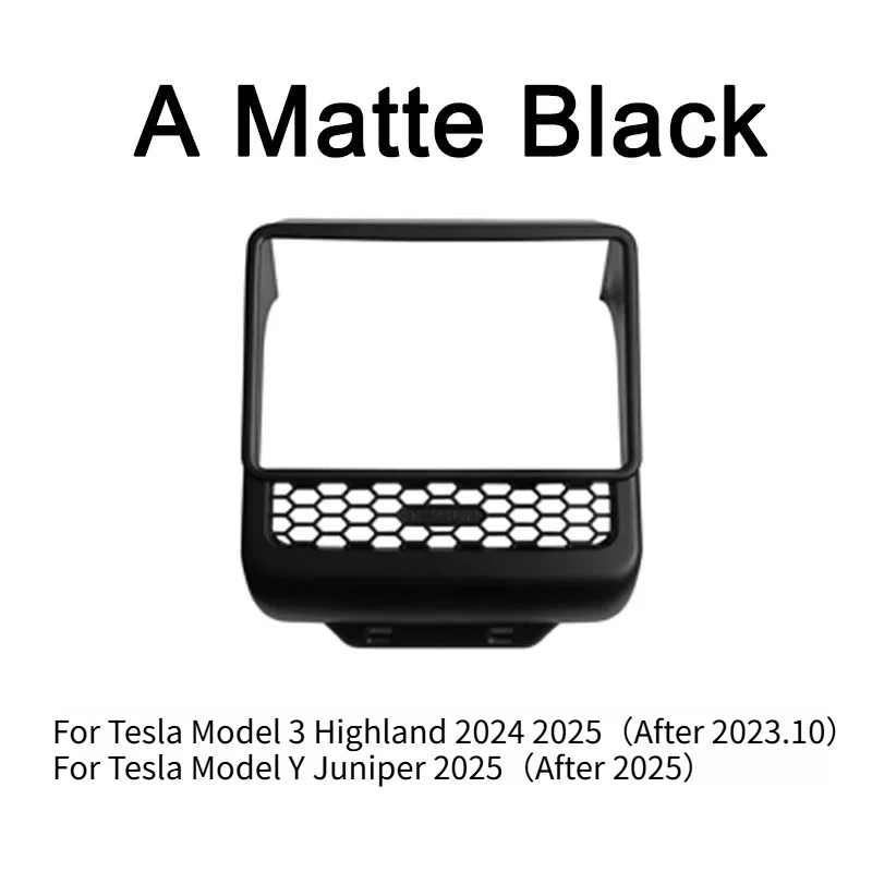 Tesla Model Y Juniper 2026: Schutzrahmen für den hinteren Bildschirm und Lüftungsgitter-Verkleidung, weiß