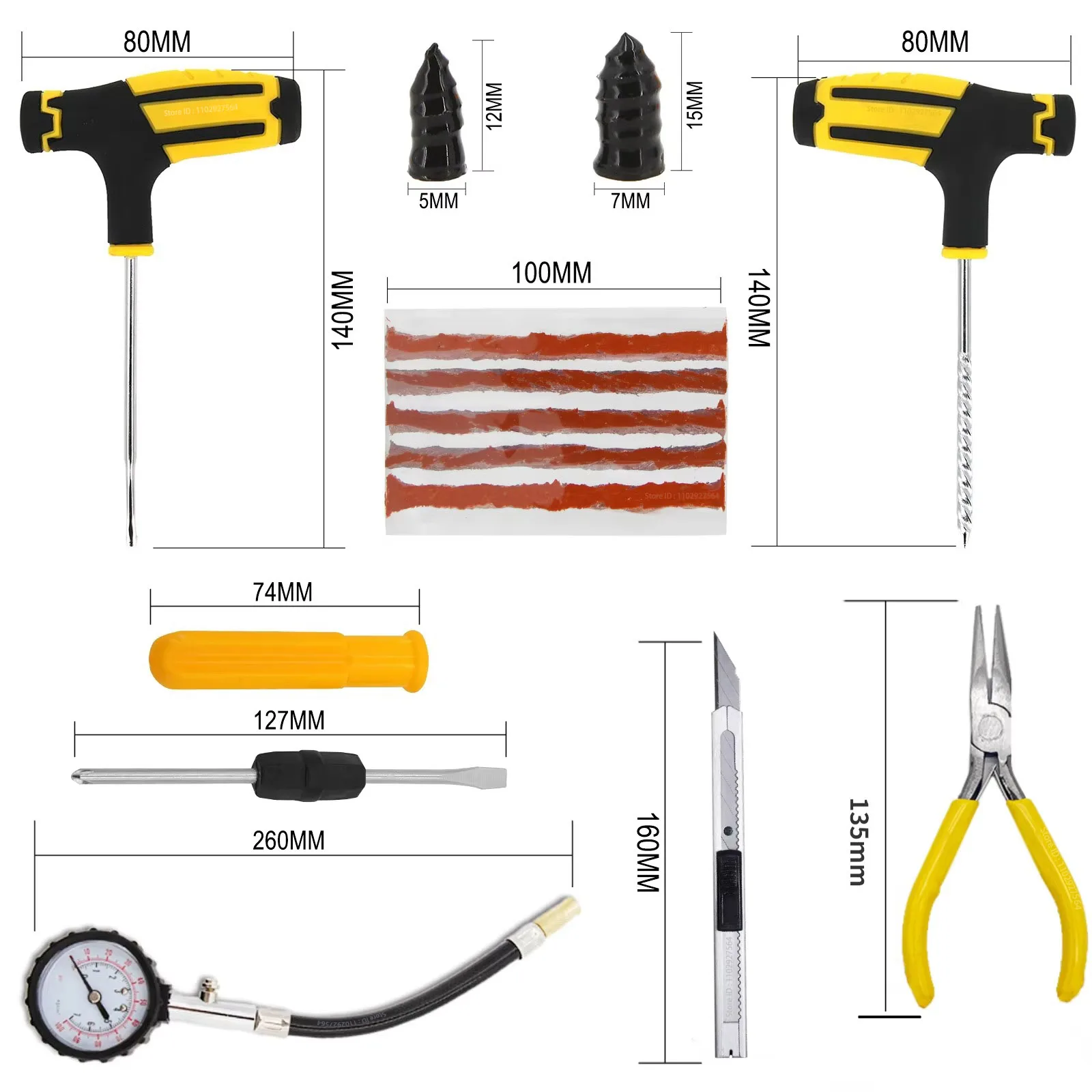 Auto Reifen Reparatur Kit Punktion Stecker Werkzeuge Reifen Punktion – Bild 2