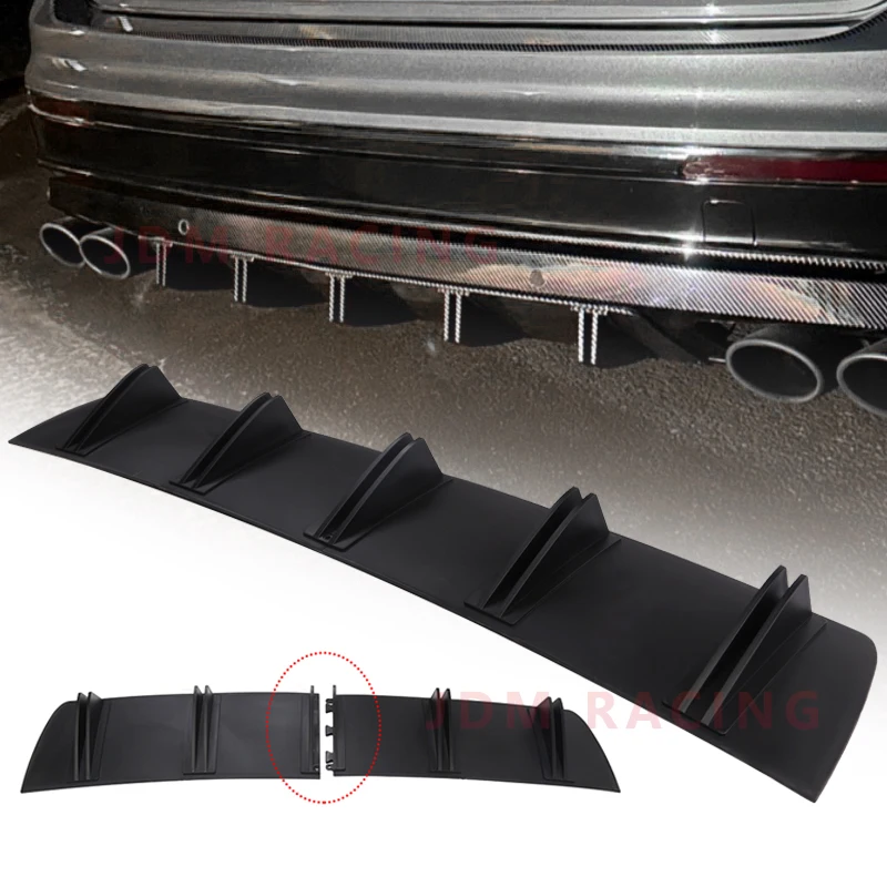 Universal Auto Heckstoßstange Lippe ABS Doppelflügel Hinten Shark Chassis Fin Stil Gebogene Stoßstange Lip