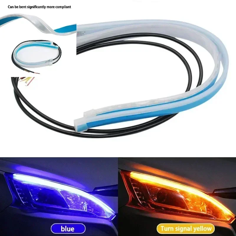 LED DRL Auto Tagfahrlicht Flexible Wasserdichte Streifen Auto Scheinwerfer Weiß Blinker Gelb Brems (2 Stück)