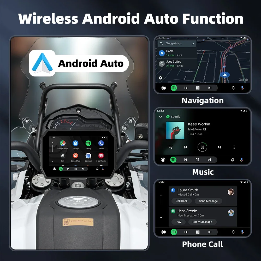 5-Zoll Wireless CarPlay Moto Android Auto Digital Motorrad – Bild 3