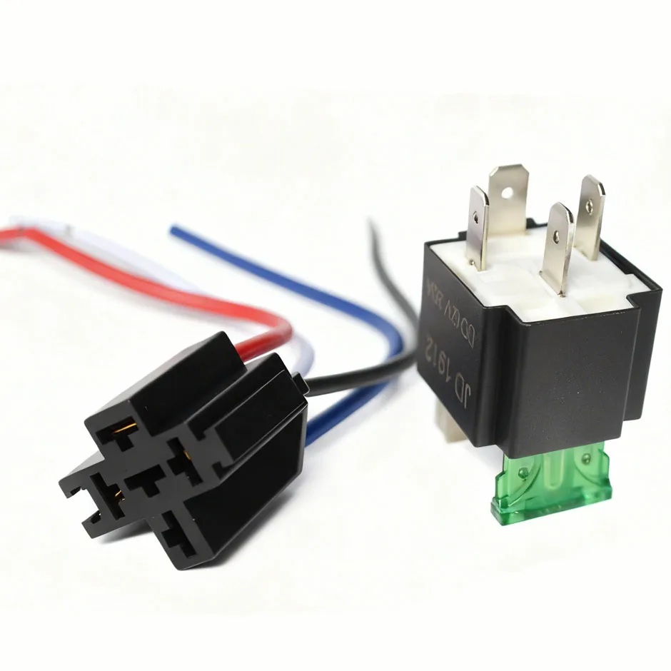 12V DC 4-Pin Auto-Relais mit Sicherung 30A, normalerweise offen, mit 4/5-Pin-Anschluss