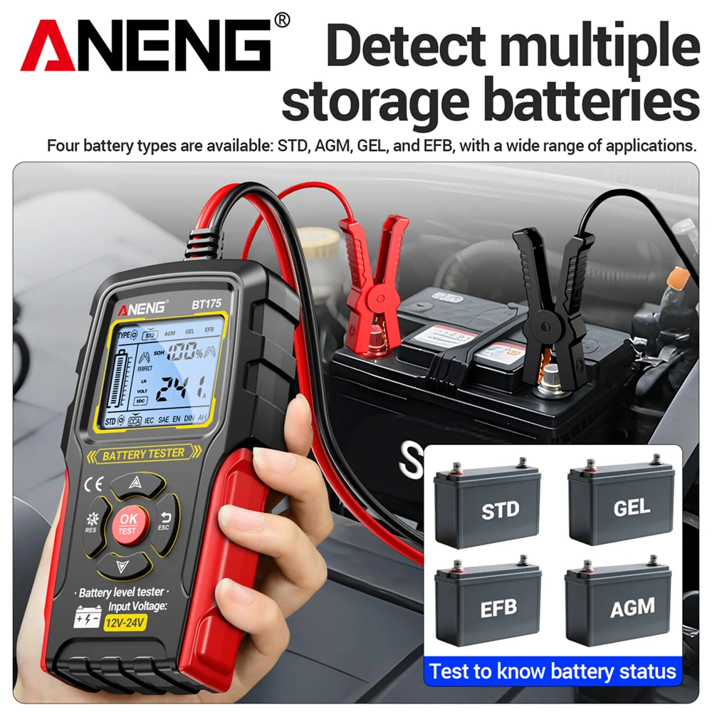 12V 24V Autobatterie-Tester Digitaler Kfz-Belastungstester 50-1999 CCA – Bild 3