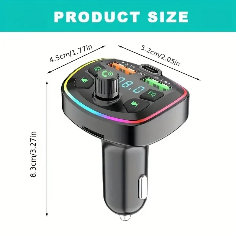 Auto MP3 Player Bluetooth 5.0 FM Sender Freisprecheinrichtung Autoradio Modulator mit integriertem Mikrofon