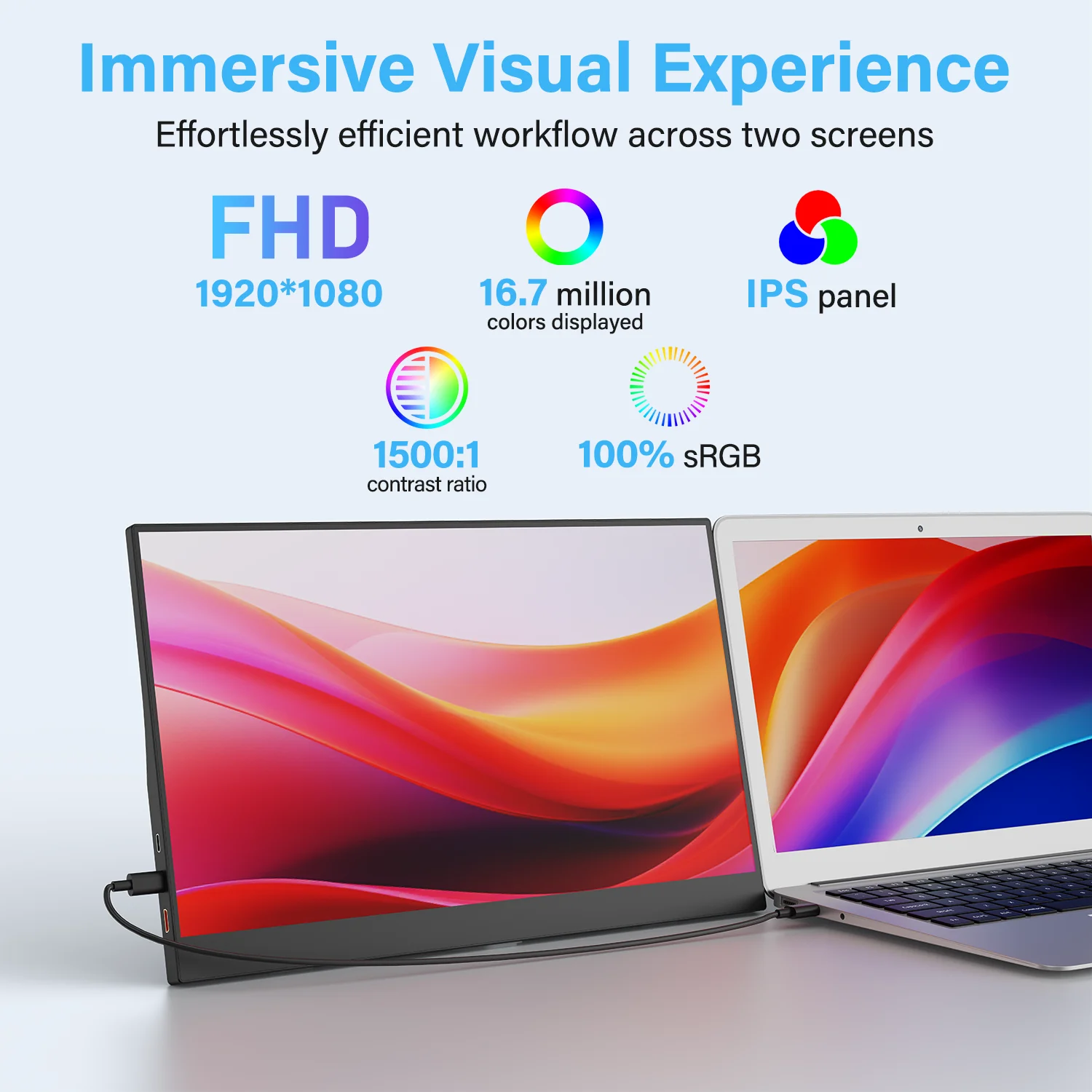 Amoudo 15,6 Zoll tragbarer Monitor 1920 x 1080P Extend Display IPS LCD – Bild 2