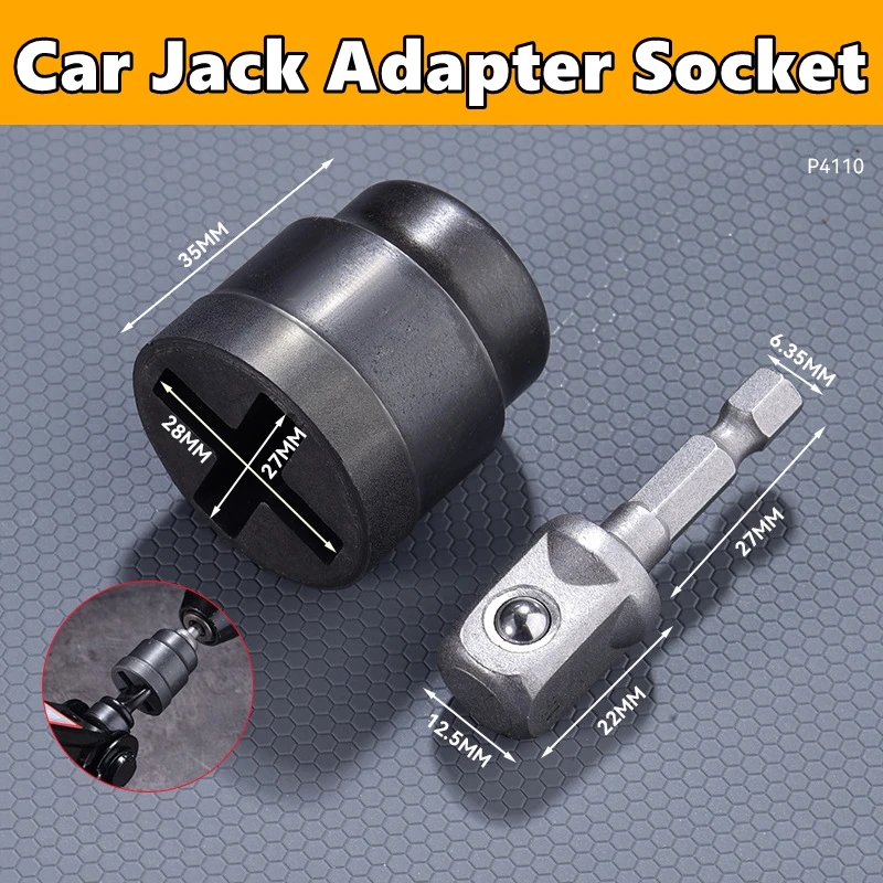 Auto-Wagenheber-Adapter, Buchsen-Konverter für Scheren, Auto-Wagenheber, robuster Werkzeugwechsel-Konverter