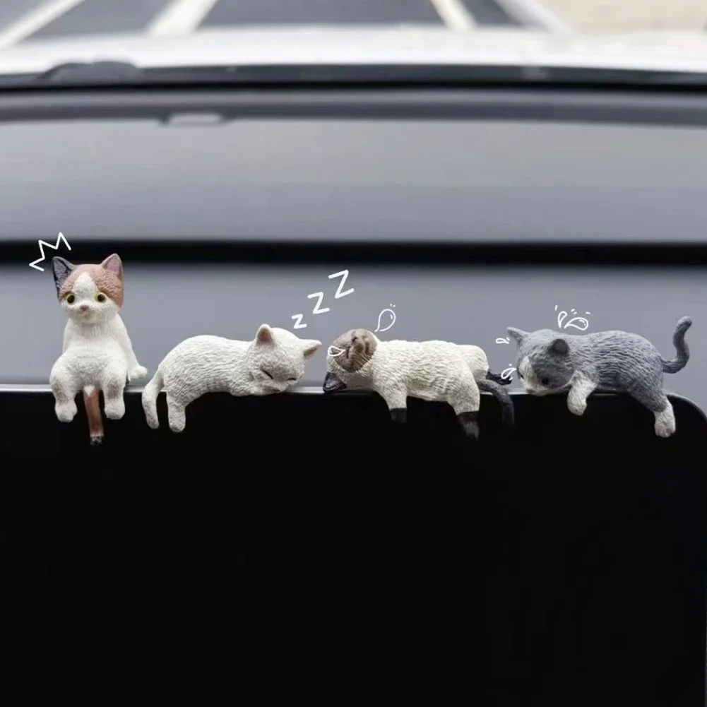Lustige schlafende Katzen Auto Mittelkonsole PVC Ornamente Navigator – Bild 3
