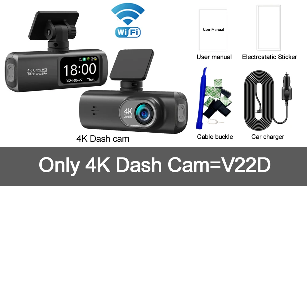 Dash Cam 4K UHD für Auto Kamera Vorne Hinten Dual Objektiv Mit GPS WiFi 24h Parkmodus Nachtsicht Auto DVR