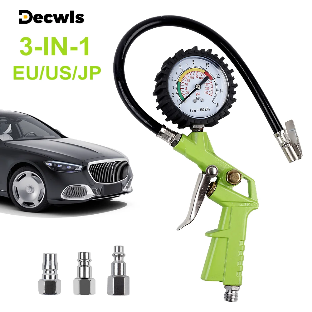 3-in-1-Reifenfüller mit Manometer (220 PSI) - Multifunktionale Luftkompressorpumpe für Autos, Motorräder, SUVs