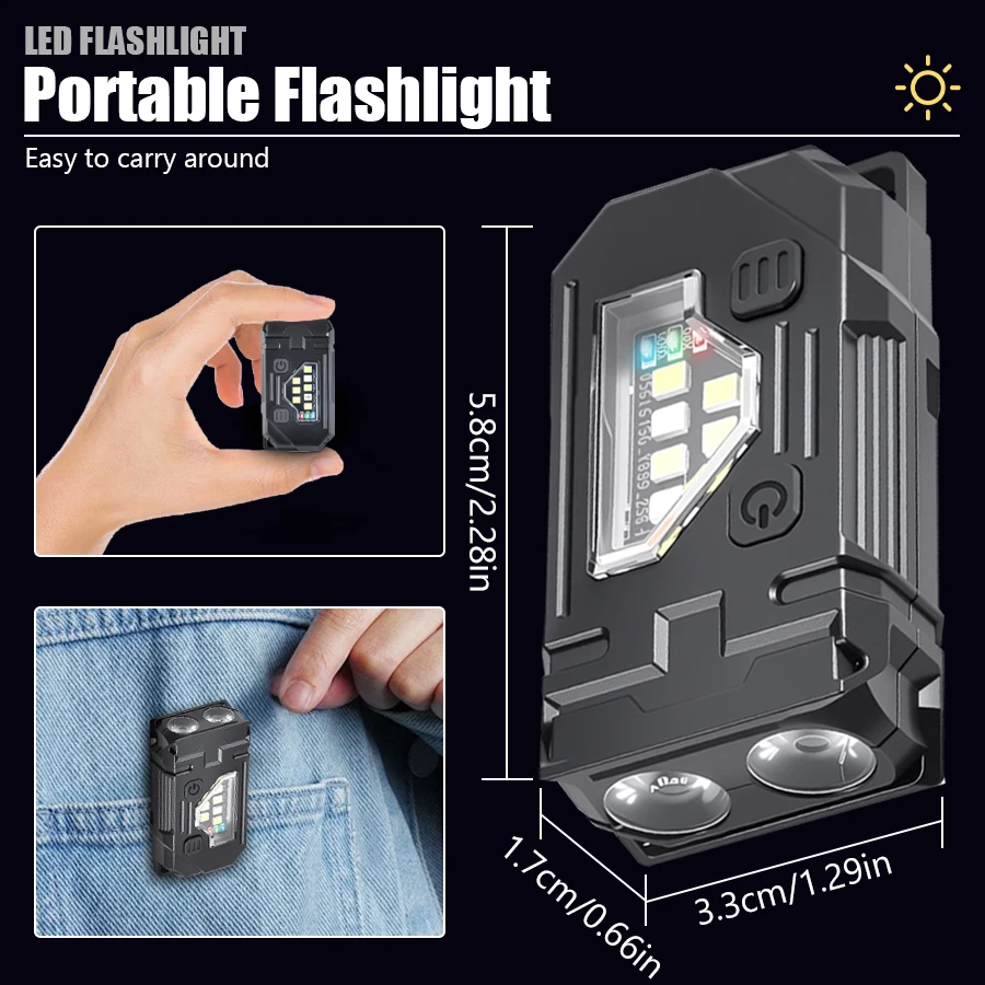 MINI USB wiederaufladbare LED-Taschenlampe, tragbare Arbeitsleuchte – Bild 6