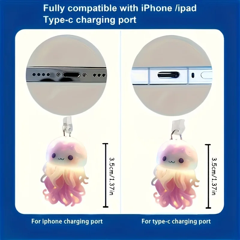 Handy-Staubstecker-Anhänger mit Acryl, rosa Qualle, Oktopus, Zubehör – Bild 5