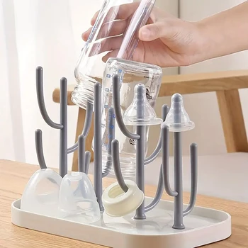 Abtropfgestell für Milchflaschen in Babybaumform, staubdichter Milchflaschenhalter, Abtropfgestell für Tassen