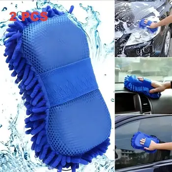 Autowasch-Mikrofaser-Chenille-Autowaschschwamm, Pflege-Waschbürste, Waschpad, Waschtuch (2 Stück)