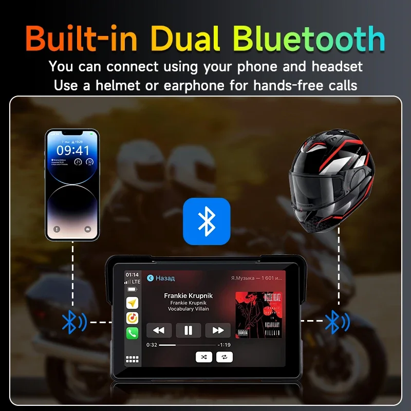Jansite 5/7 Zoll Carplay Motorrad-DVR-Navigation GPS Wireless CarPlay – Bild 4