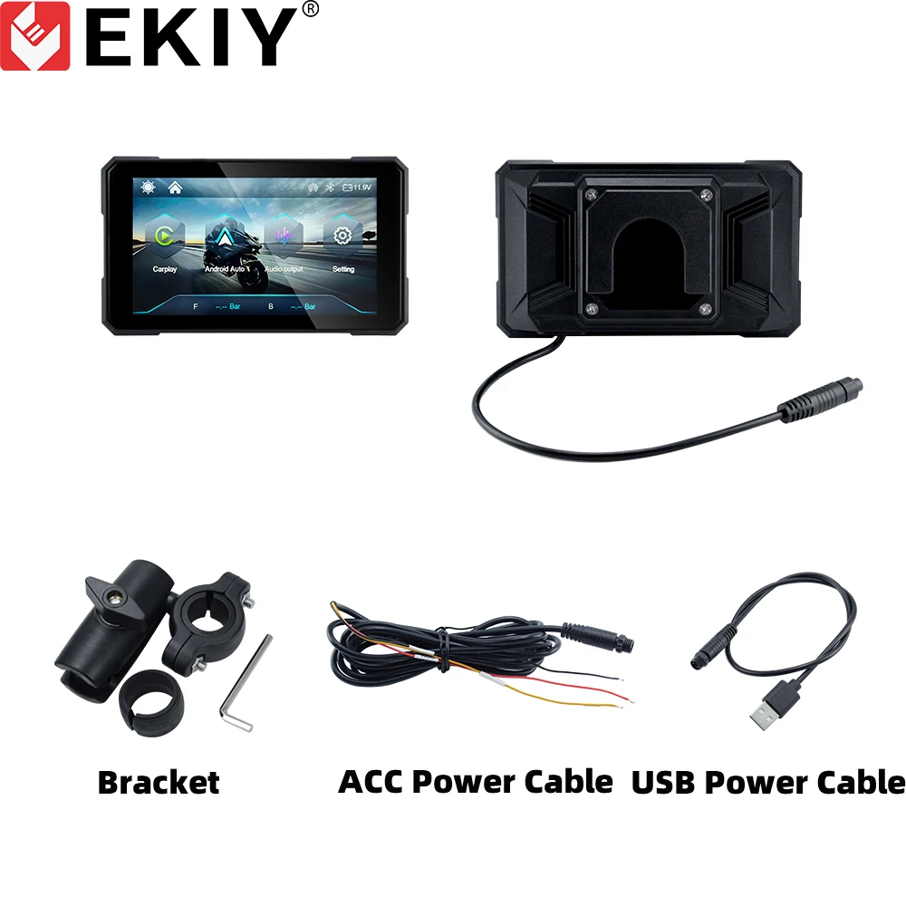 EKIY Wireless CarPlay Moto Android Auto 5,0 Zoll tragbares digitales Armaturenbrett Motorrad Navigation GPS