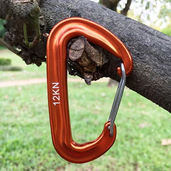 12KN Kleiner Kletterkarabiner D-Form Bergsteigen Schnalle Haken Sicherheitsschloss Outdoor Camping Wandern