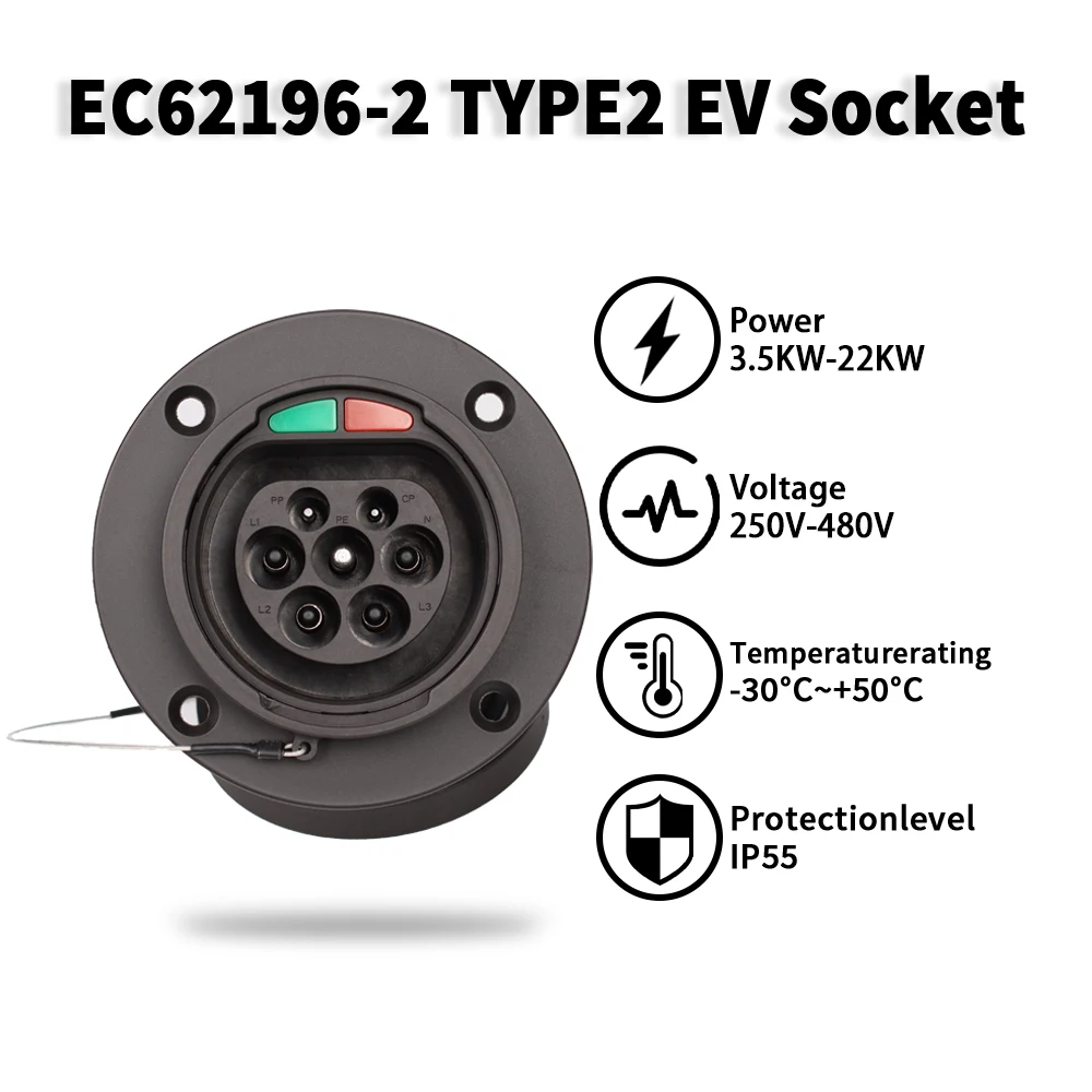 Typ2 EV-Autosteckdose 16A/32A 250V/480V 3,5KW/22KW – Bild 5