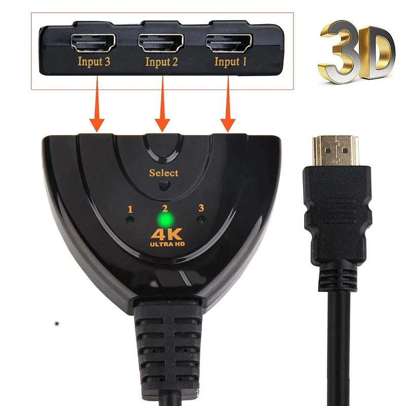 HDMI-kompatibel Schalter KVM Splitter 4K 2K 3D 3 eingang 1 Ausgang – Bild 2