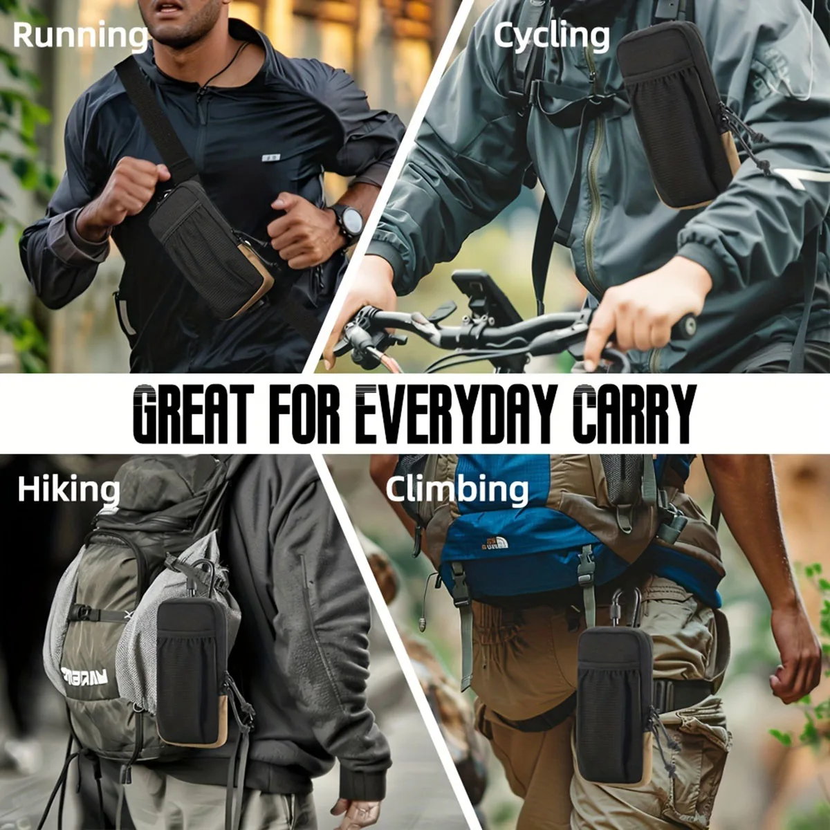 Schwarze multifunktionale Sport-Hüfttasche für Outdoor-Bergsteigen – Bild 2