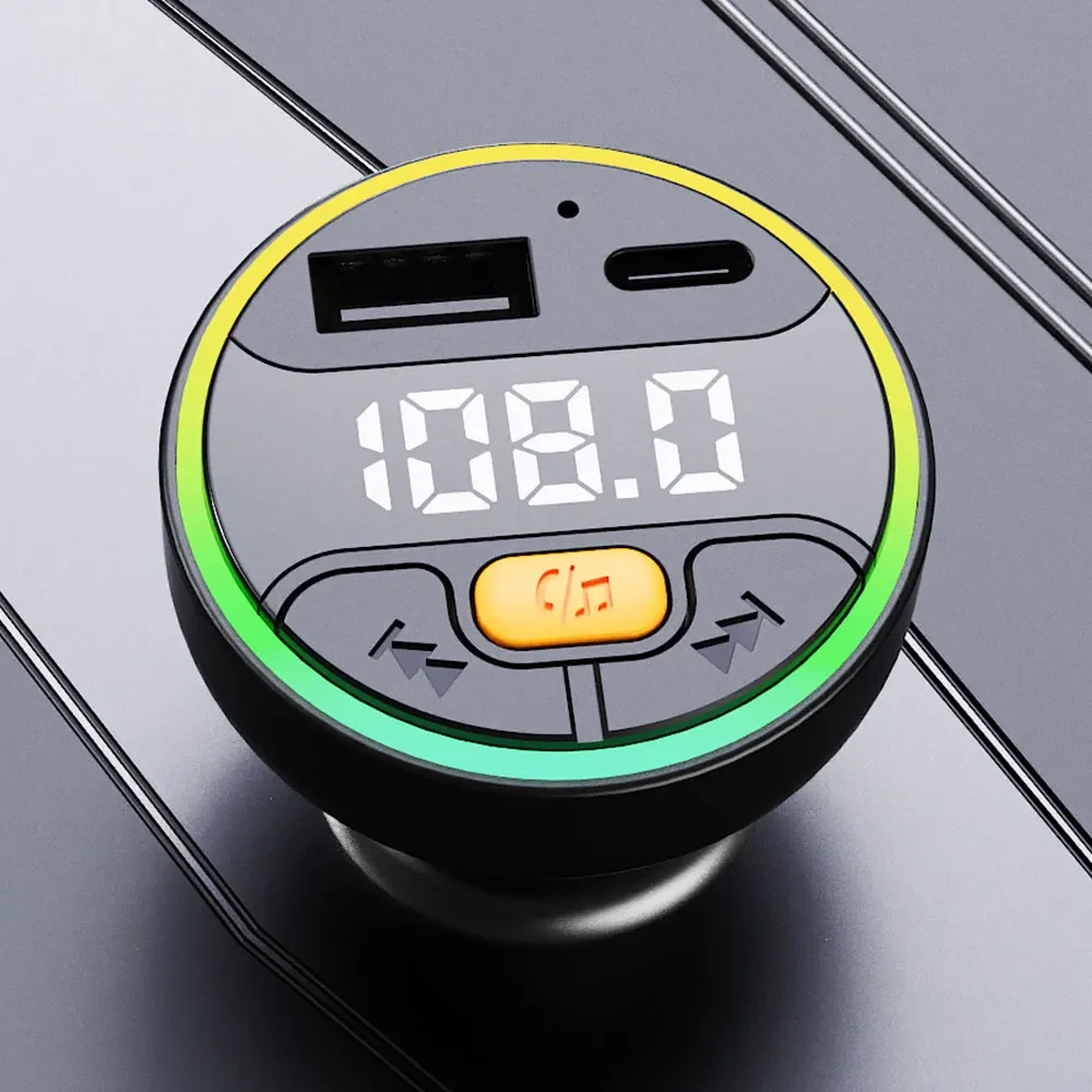 Auto FM-Transmitter Bluetooth 5.3 Freisprecheinrichtung Kabelloses Auto-Kit USB-C Autoladegerät Auto-Radio
