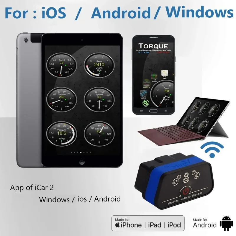 OBD2 Bluetooth Auto-Diagnosegerät ELM327 V2.2 für iOS/Android OBD 2 – Bild 6