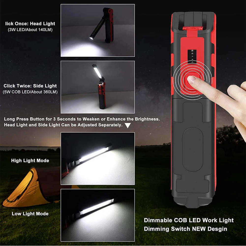 Tragbare LED-Arbeitsleuchte, USB wiederaufladbar, faltbar – Bild 4