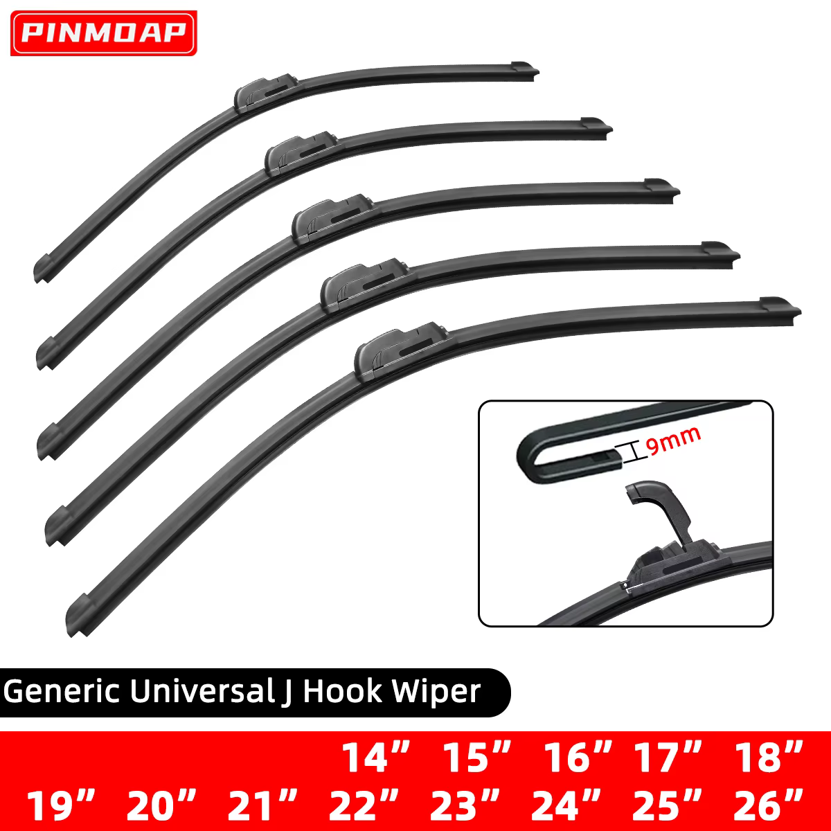 Auto Scheibenwischerblätter Haken Universal Weiche Gummi Rahmenlose Klammerlose Auto Scheibenwischer 14 "16"