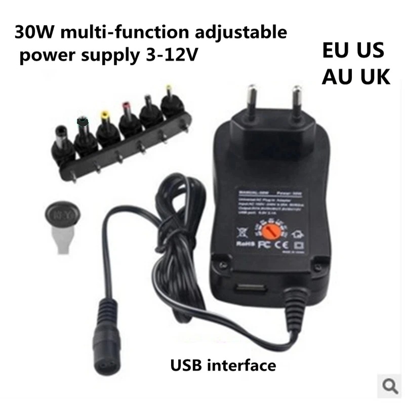 3V 4,5V 5V 6V 7,5V 9V 12V 2A/2,5A AC/DC Adapter US/EU/UK/AU – Bild 2