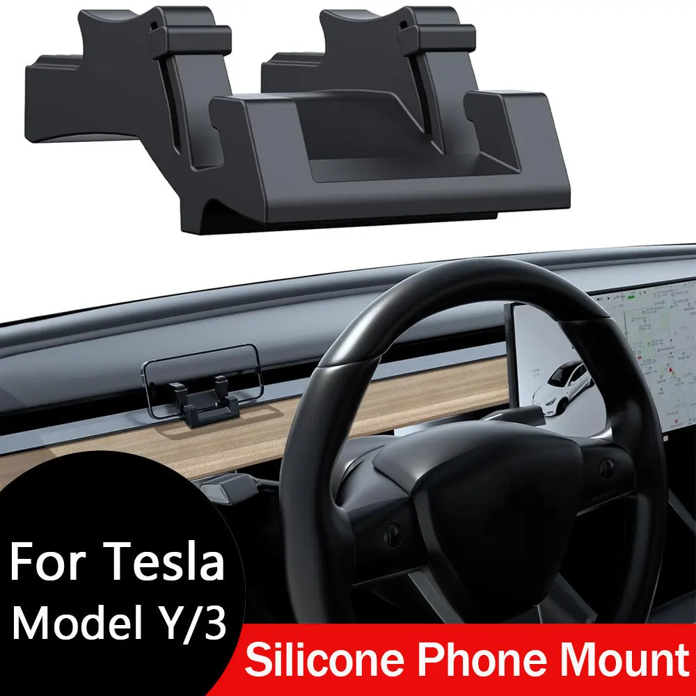 Silikon-Handyhalterung für Tesla Model Y 2020-2026, Modell 3, Zubehör 2017-2026, auch Funktionen
