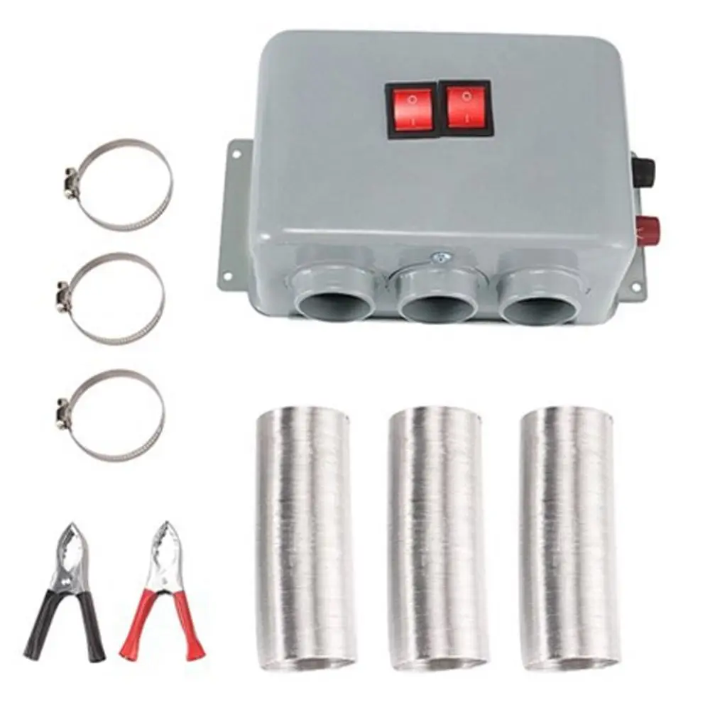 12 V/24 V Autoheizung, 3 Löcher, 600 W-800 W, elektrischer Heizlüfter, beschlagfrei, geräuscharm, tragbarer