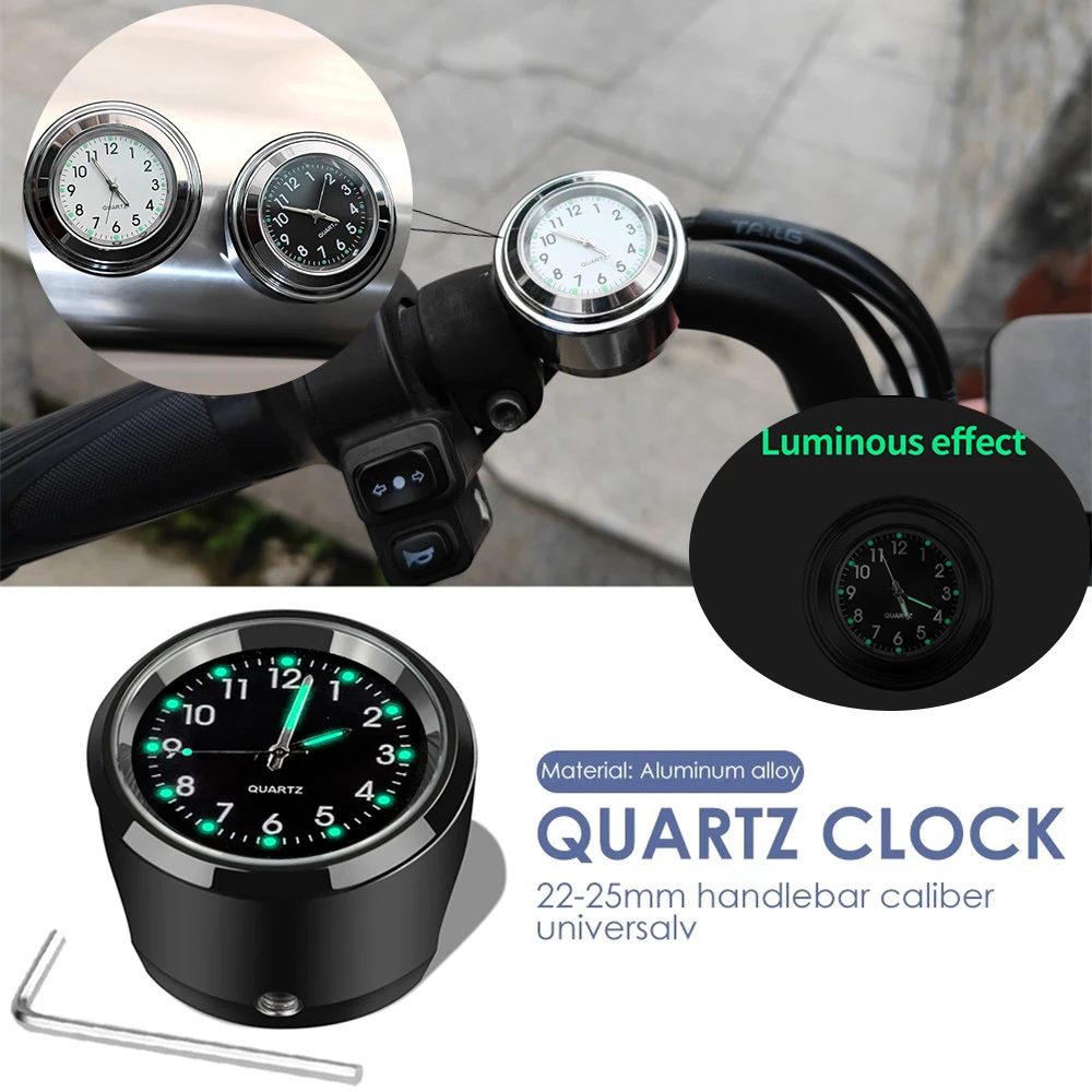 Motorrad Fahrrad Lenker Halterung Uhr Wasserdicht Chrom Moto Zubehör