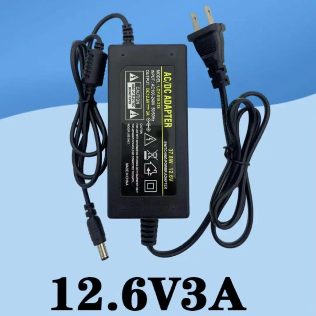 12,6 V 3 A Lithium-Batterie-Ladegerät, 3er-Serie, Lithium-Batterie, 12 V DC-Batterie-Ladegerät 5,5 x 2,5 mm