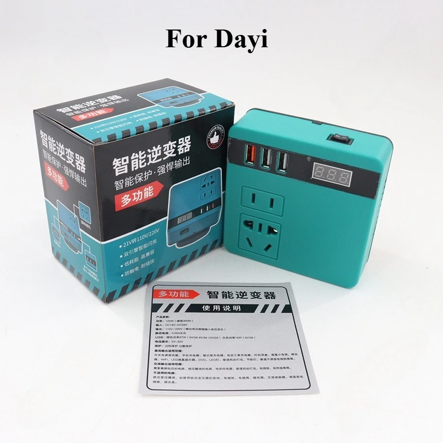 220V 120W USB-Powerbank für Makita, Milwaukee, DeWalt und Dayi 18V Li-Ionen-Akkus, Tragbarer Intelligenter