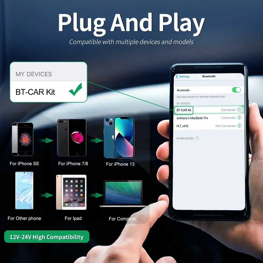 Auto Bluetooth 5.3 FM-Transmitter Autoladegerät Audio Dual USB Typ C – Bild 6