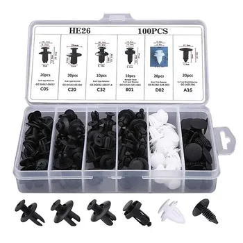 Auto Fastener Clip Kit Fender Niet Clips Auto Körper Push Retainer Pin Niet Stoßstange Tür Trim (100 Stück)