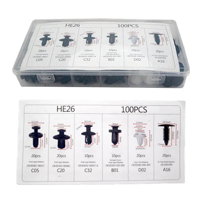 SEAMETAL 100 stücke Auto Fastener Clip Kit Fender Rivet Clips Auto – Bild 3
